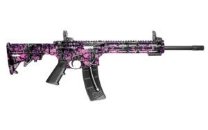 SMITH & WESSON M&P15-22 22LR 16.5″ Threaded Barrel 1x 25Rd Mag 6 Position Collapsible Stock Flip Up Front and Read Sights Muddy Girl Finish Semi-Automatic Rifle (10212)