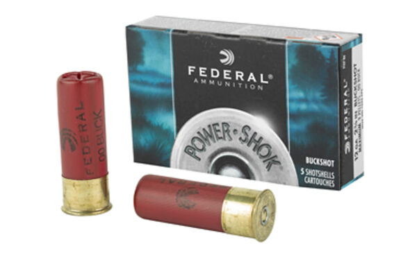 FEDERAL PowerShok Magnum 12 Gauge 2.75in 0.1875oz 5 Round Box of 00 Buck Shotshell Ammunition (F12700)