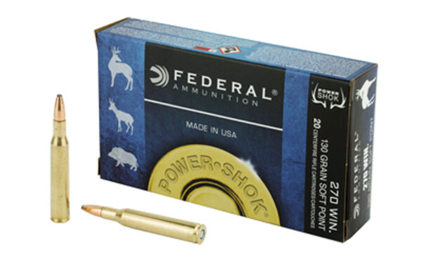 FEDERAL PowerShok 270WIN 130 Grain Soft Point 20 Round Box of Rifle Ammunition (270A)