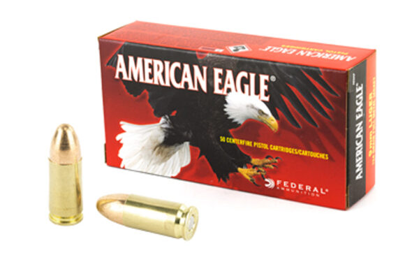 FEDERAL American Eagle 9mm 124 Grain 50rd Box of Full Metal Jacket Centerfire Pistol Ammunition (AE9AP)