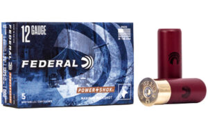 FEDERAL PowerShok Magnum 12 Gauge 2.75in 8 Pellet 5 Round Box of 000 Buck Shotshell Ammunition (F127000)