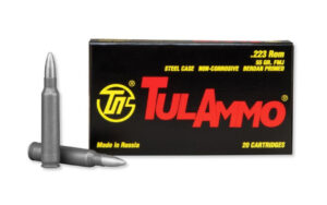 TULAMMO 223 Rem 55 Grain 20Rd Box of Full Metal Jacket Steel Case Centerfire Rifle Ammunition (TA223550)